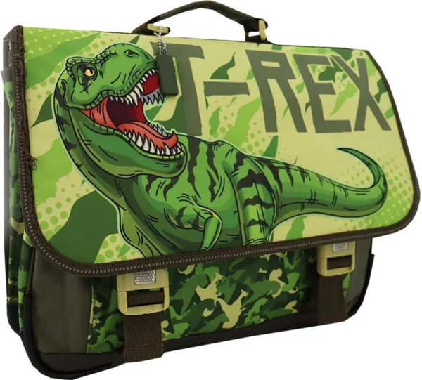 Dinosaurres boekentas t-rex 238801 261 41x33.50xm 2 grote vakken en kleine vak
