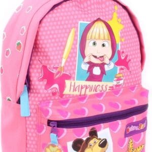 Masha and bear rugzak 31x27cm 1 grote vak en van vooraan een kleine vakje