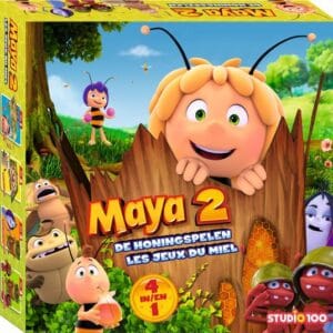 Maya en haar vriendjes mogen meedoen aan de Honingspelen! Spannend! Een aantal zware proeven maken uit welke korf de beste bijenkorf van het bos is! Kan jij Maya helpen? Deze speldoos bevat 4 spellen die je elk afzonderlijk kan spelen. De echte Maya-fans spelen de 4 spellen. Telkens je een spel kan winnen, verdien je een Honingspelenmedaille. Wie de meeste medailles wint, kroont zich tot de held van het bos! 4 spellen in 1 Met 1 spelbord: 250 x 500 mm, telkens anders gevouwen Vanaf 5 jaar 2-4 spelers