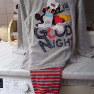 Mickey Mouse warme pyjama lange broek met strepen ( grijs en witte strepen in de lange broek)