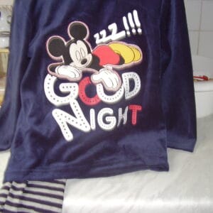 Mickey Mouse warme pyjama lange broek met strepen ( blauwe en witte strepen in de lange broek)