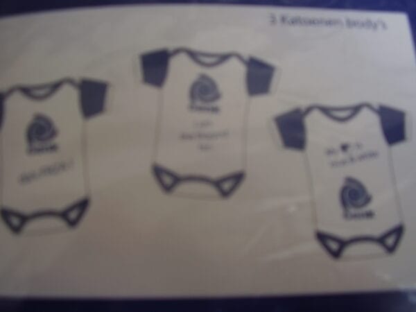 R.C.Genk 3 katoenen body's 1 da's FRZA! 2 I am the biggest fan 3 My is blue white