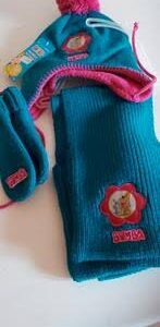 Bumba muts sjaal en handschoen groen met roos