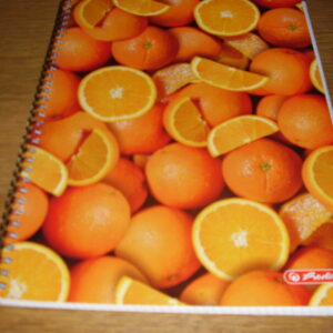 Schrift met ruitjes 29.50x22cm met sinaasappel op