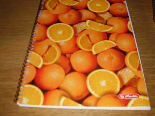 Schrift met ruitjes 29.50x22cm met sinaasappel op