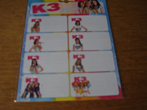 K3 schooletiketten 8 stuks
