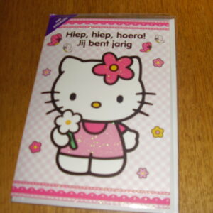 Hello Kitty verjaardagskaart Hiep Hieo Hoera jIJ VENT JARIG