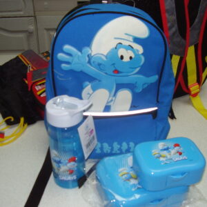 Smurven gevulde rugzak 26x31cm met voorzakje rugzak drinkfles brooddoos koekjesdoos